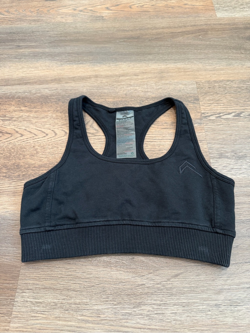 Oner Active Black Racerback Sports Bra Cotton Feel Ribbed Band Size Small